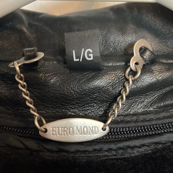 Euro Reaction super soft black belted lined leather jacket Lg - Picture 7 of 7